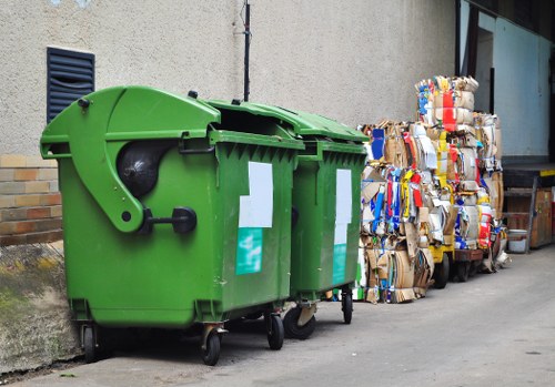 Recyclable materials being sorted for proper disposal